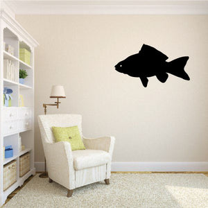 Black goldfish wall decal with single fish silhouette