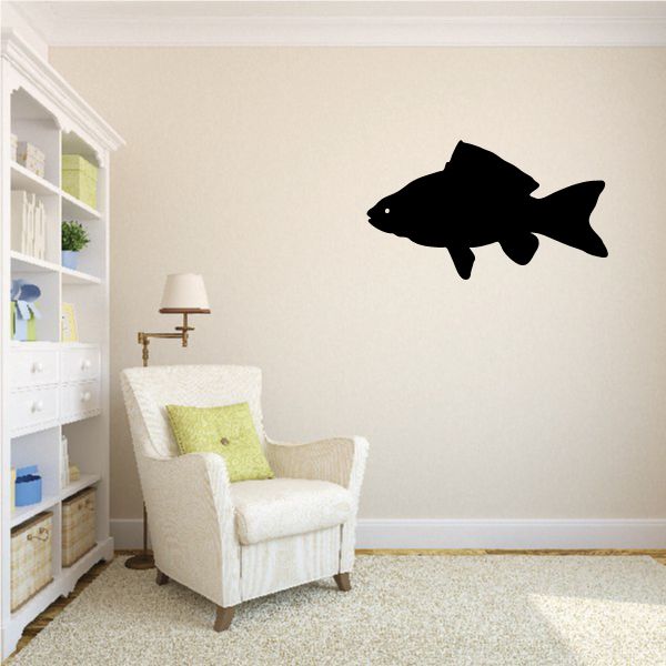 Black goldfish wall decal with single fish silhouette