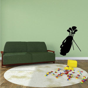 Black golf bag wall decal vinyl with golf clubs and ball