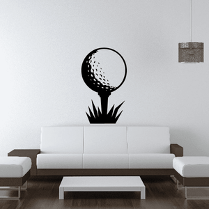 Golf ball and tee wall decal with grass blades