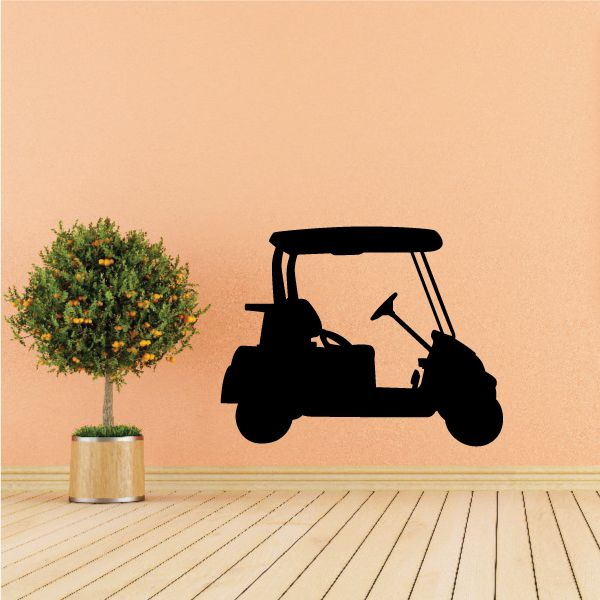 Golf cart decal featuring a black side-profile silhouette