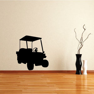 Vinyl golf cart decal, black silhouette of cart on side