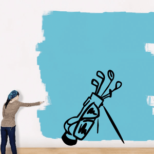 Golf clubs vinyl wall decal: black golf bag with clubs