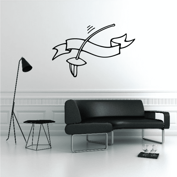 Golf banner crest wall decal: flag and ribbon vinyl sticker, monochrome