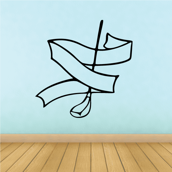 Golf crest banner vinyl wall decal, black shield and crossed banner outline