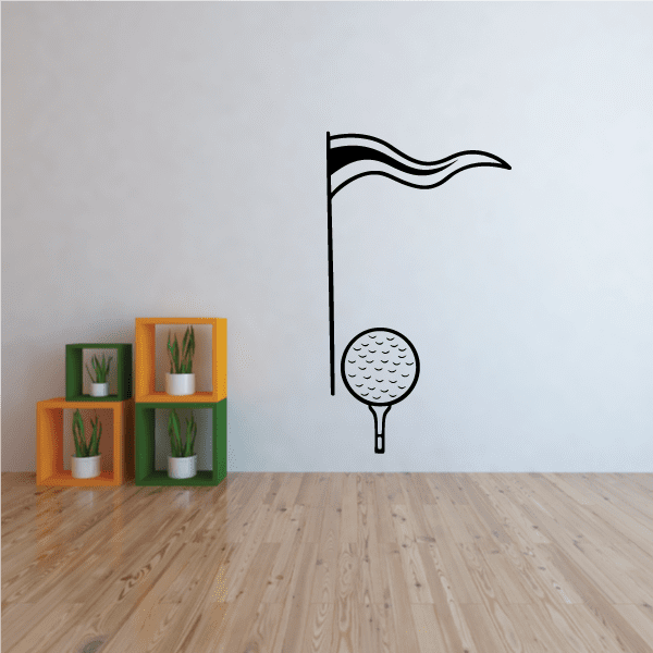 Golf flag and golf ball vinyl wall decal