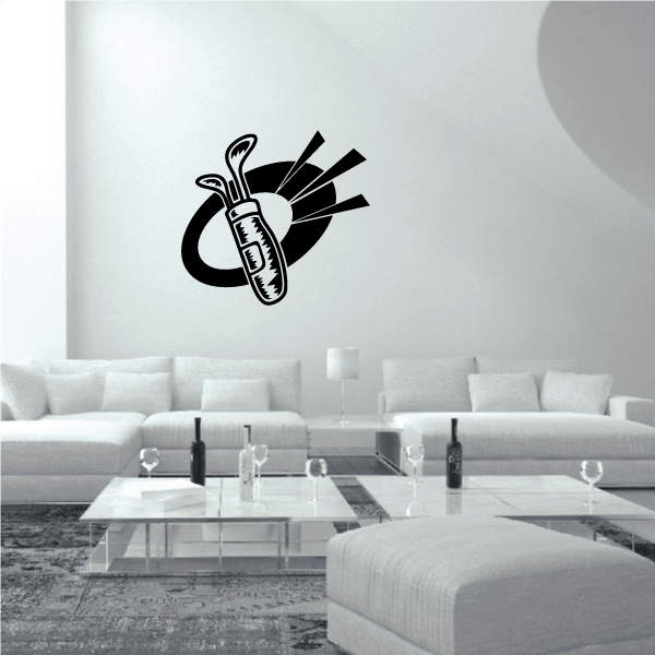 Golf wall vinyl decal with black golf club and ball graphic