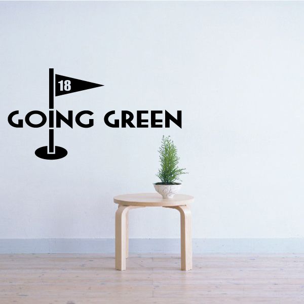 Golf wall decal: black flag marker with 18 and GOING GREEN lettering
