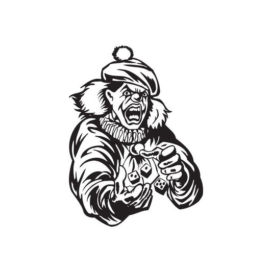 Image of Golf Hat Clown Rolling Dice Decal