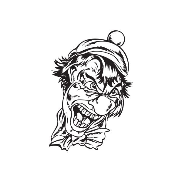 Golf hat clown decal with bow tie graphic, black-and-white