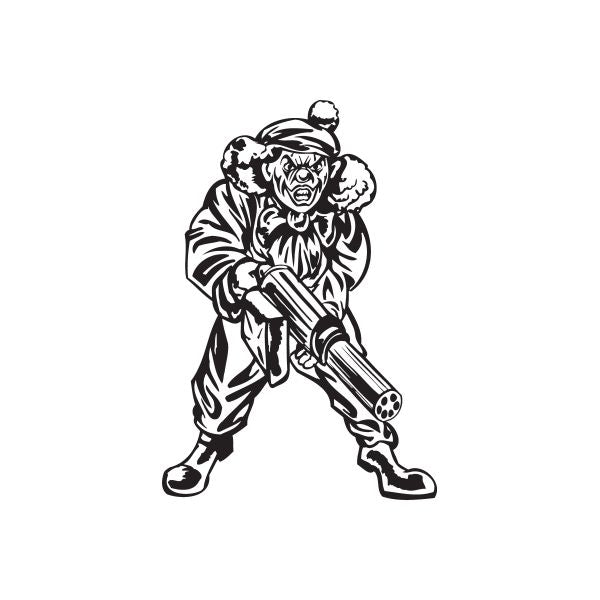 Image of Golf Hat Clown with Machine Gun Decal