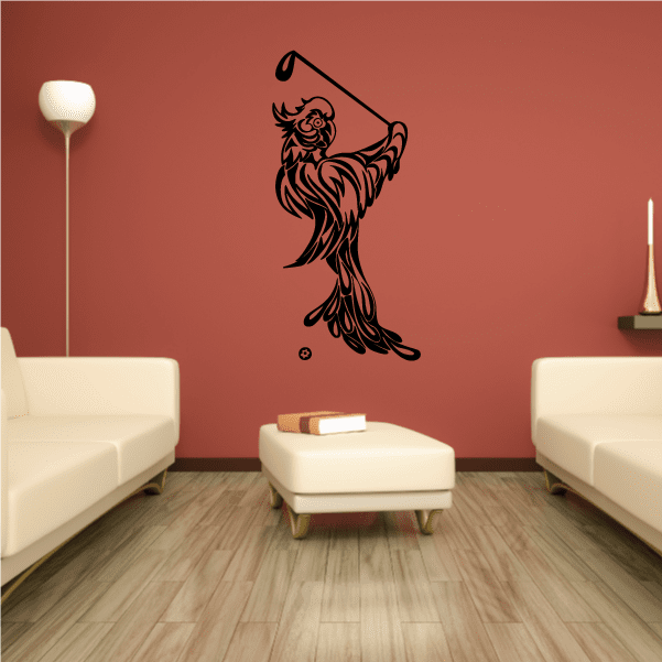 Golf mascot wall decal vinyl silhouette of golfer holding a club