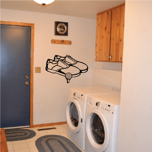 Golf shoes wall decal with black outline and golf ball detail