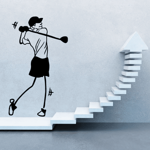 Golf player wall decal sticker of a golfer silhouette holding a club