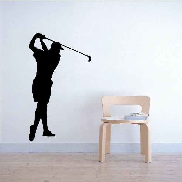 Golf golfer swing silhouette wall decal, black vinyl sticker