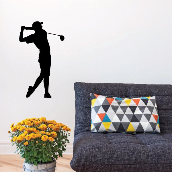 Black golfer silhouette wall decal vinyl sticker