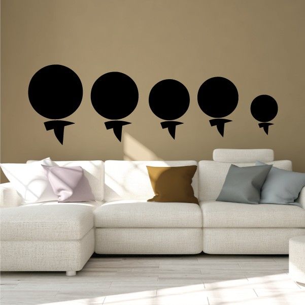 Golf tee family decal set with five black tee silhouettes