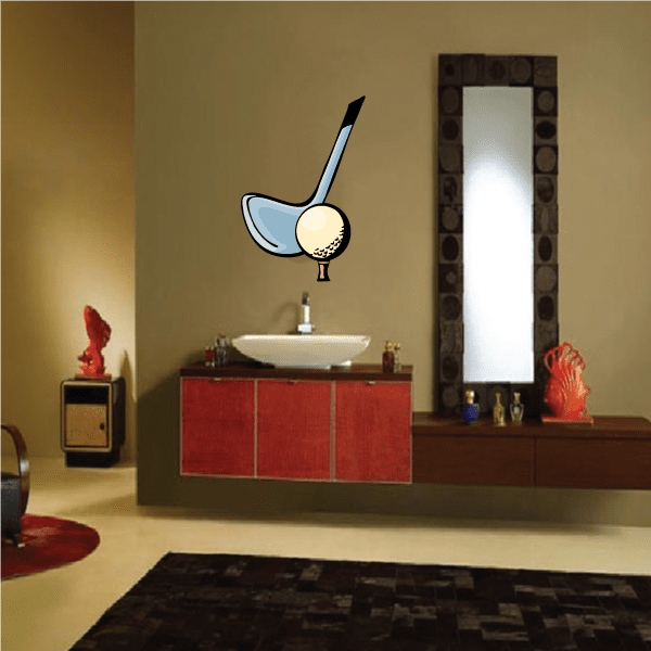 Image of Golf Teeing off Wall Decal - Vinyl Sticker - Car Sticker - Die Cut Sticker - CDSCOLOR086