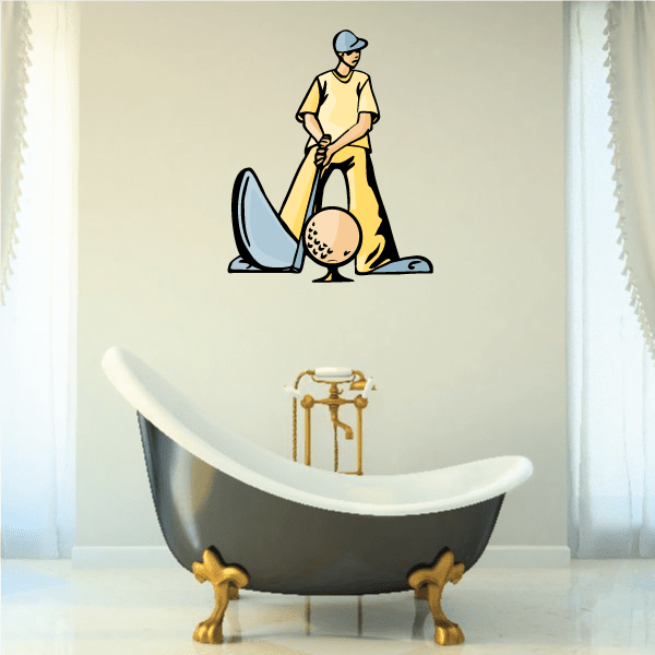 Image of Golf Teeing off Wall Decal - Vinyl Sticker - Car Sticker - Die Cut Sticker - CDSCOLOR091