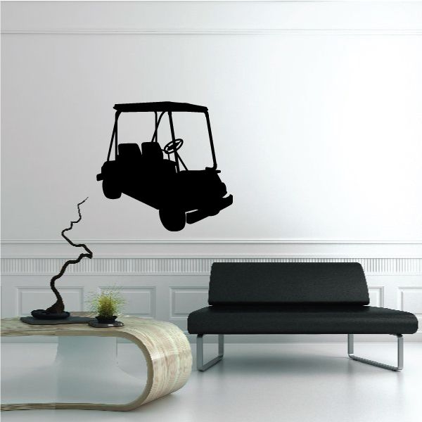 Black golf cart wall decal silhouette