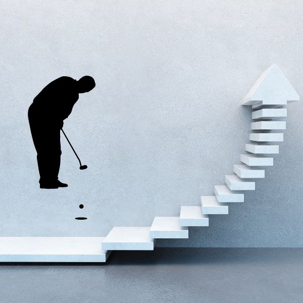 Golf wall decal vinyl with golfer silhouette and flag