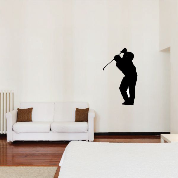 Golf golfer silhouette wall decal, black vinyl