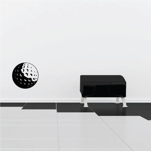 Golf ball wall decal sticker with dotted pattern on a circular black design