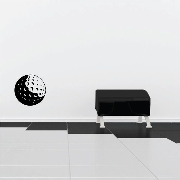 Golf ball wall decal sticker with dotted pattern on a circular black design