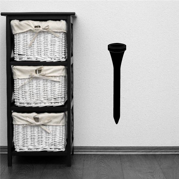 Golf hole wall decal, black vinyl cup with tapered bottom and opening