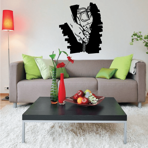Golf wall decal: black golfer silhouette with golf club, vinyl sticker for walls