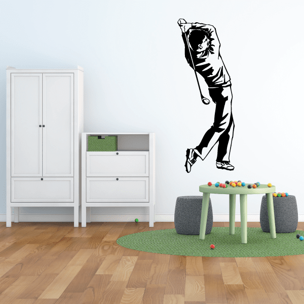 Black golfer silhouette vinyl wall decal