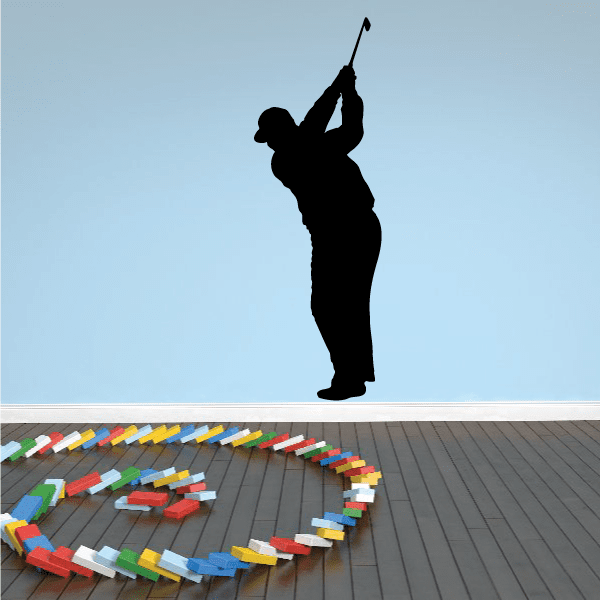 Golf wall decal vinyl silhouette golfer holding a club, black