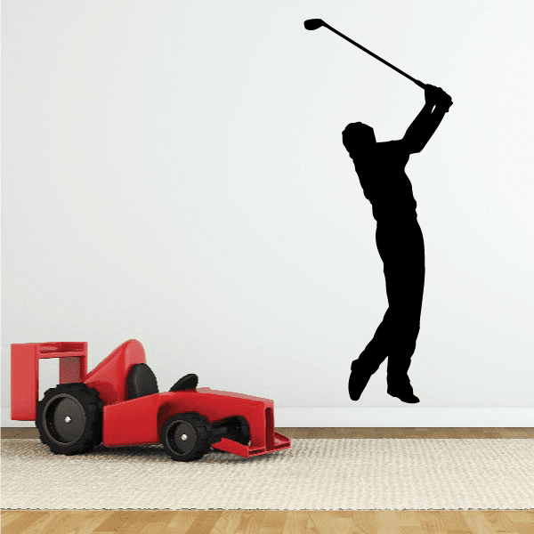 Golf wall decal vinyl sticker of a black golfer swing silhouette