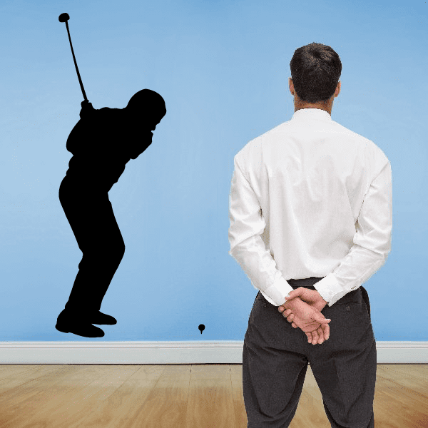 Golf wall decal vinyl sticker with golfer silhouette swinging a club