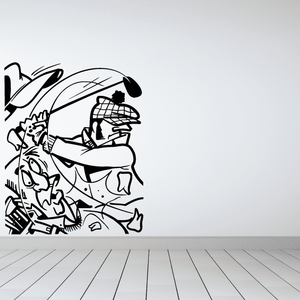 Golf-themed vinyl wall decal with black-and-white golfer and swing graphic