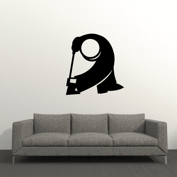 Golf wall decal of a golfer silhouette with a club and ball, black vinyl