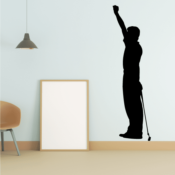 Golf wall decal with golfer silhouette in black