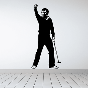 Golf golfer wall decal with black silhouette holding a golf club