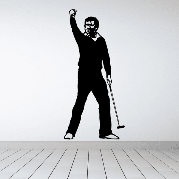 Golf golfer wall decal with black silhouette holding a golf club