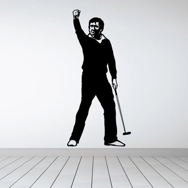 Golf golfer wall decal with black silhouette holding a golf club