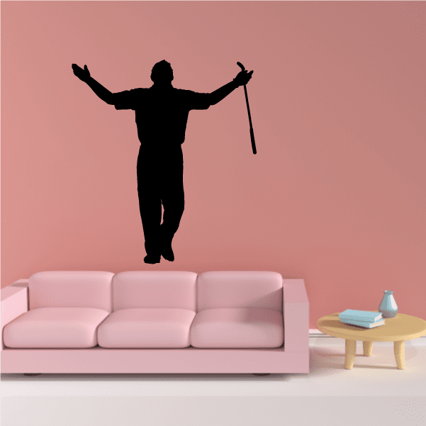 Black golfer silhouette holding golf club wall decal