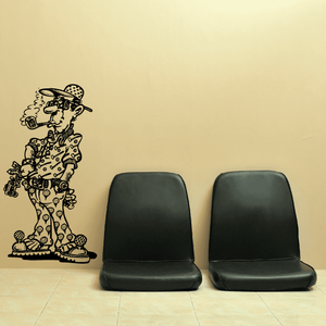 Golf wall decal featuring a cartoon golfer holding a club, vinyl sticker outline