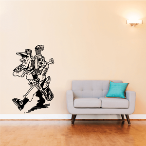 Golfer wall decal vinyl sticker with black illustrated player holding clubs