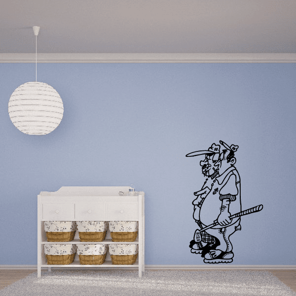 Golf vinyl wall decal of golfer holding a club, black outline