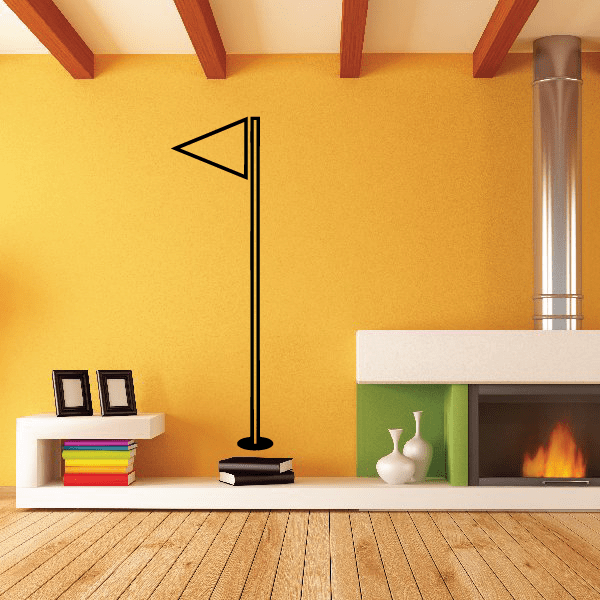 Golf wall decal sticker with black outline golf flag on a pole.