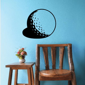 Golf ball wall decal in black with dotted texture and shadow