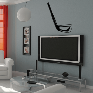 Golf club wall decal vinyl with black outline silhouette