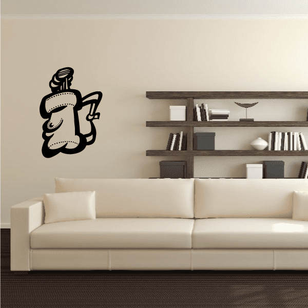 Golf player wall decal, black vinyl silhouette with golf club