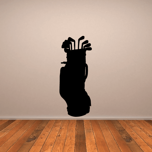 Golf wall decal: black golfer silhouette with clubs raised