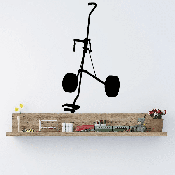 Golf wall decal vinyl sticker, black golf club silhouette with two balls and stand